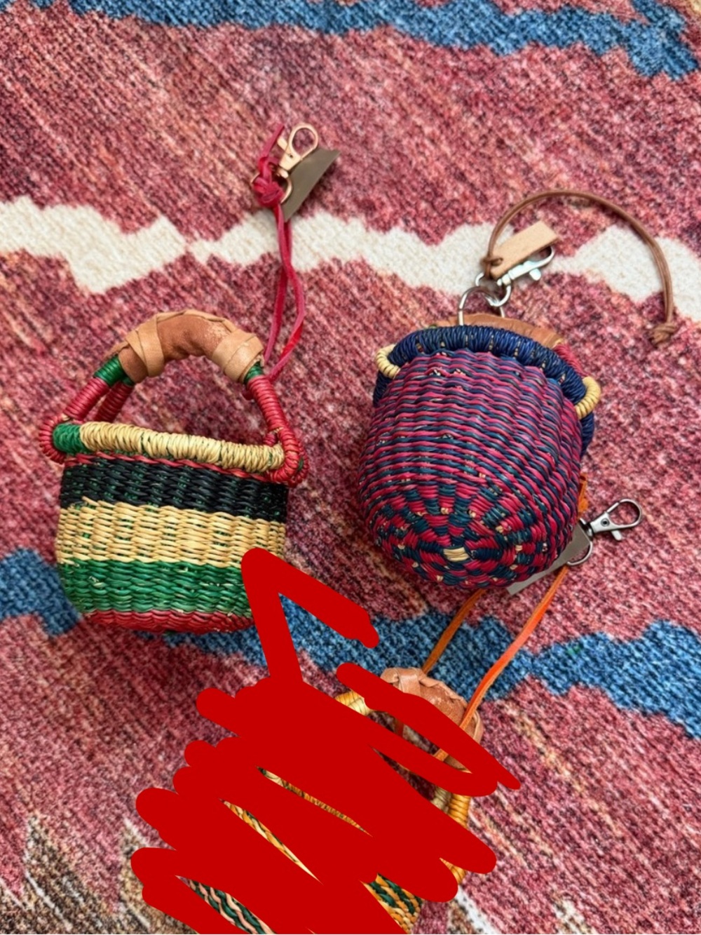 Colorful Woven Mini Basket Keychains
